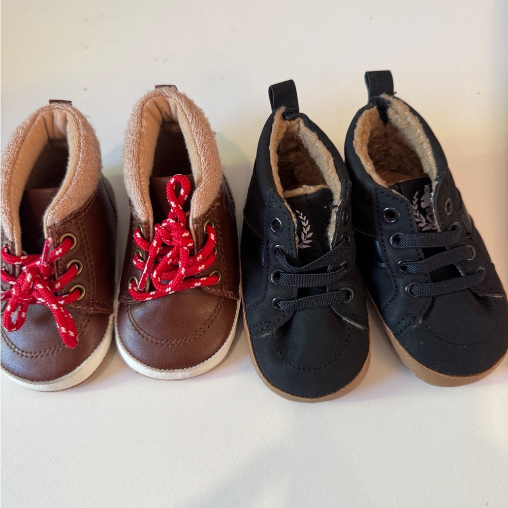 Old Navy Brown and Gap baby Black Cozy-Lined Kids Lace-Up Boots